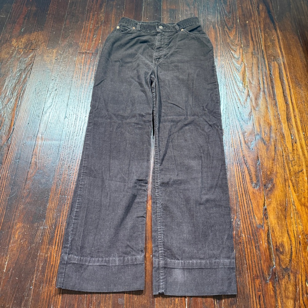 Vintage 70s Levis California Straights Pants Womens 29 Brown Corduroy Wide Leg